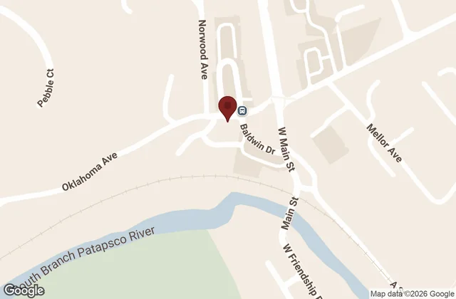 Map of Sykesville, Maryland showing the training location on Oklahoma Avenue